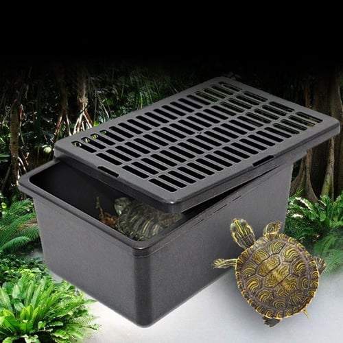 Plastic Reptile Feeder Case Feeding Breathable Grid For Turtle Lizard Snake Cage 