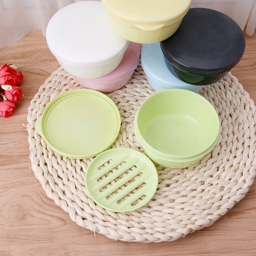 Portable Travel Bathroom Round Soap Case Box Dish Plate Holder Case Container 