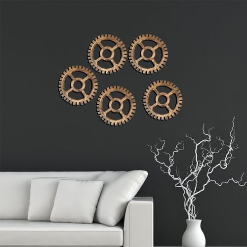 Vintage Wooden Gear Wall Art Industrial Home Bar Club Decor Hanging Ornaments S Reviews Zoodmall - Gear Wall Art Stickers