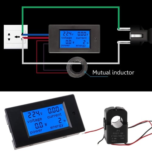 CT PZEM-061 LCD Digital Meter Voltage Current Power Test Energy Meter Voltmeter Ammeter 100A AC80-260V 