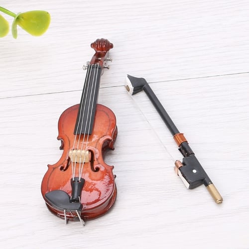 Miniature Violin Model Replica with Stand Cases Mini Musical Instrument Crafts 