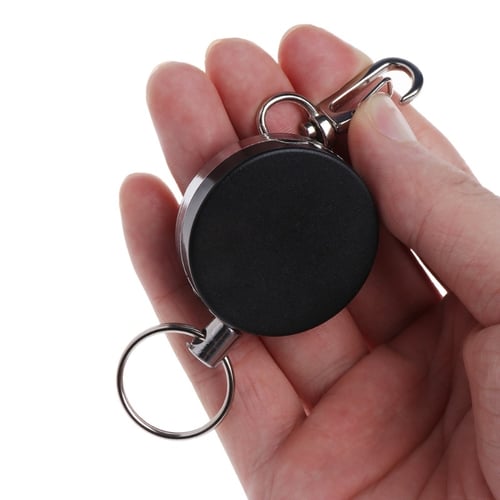 Fishing Zinger Retractor Key Ring Holder Retractable 60cm Steel Cable Anti Lost 
