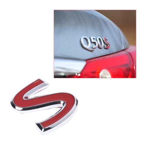 1x Metal Sport Red S Auto Emblem Trunk Lid Side Fender decal badge for Infiniti