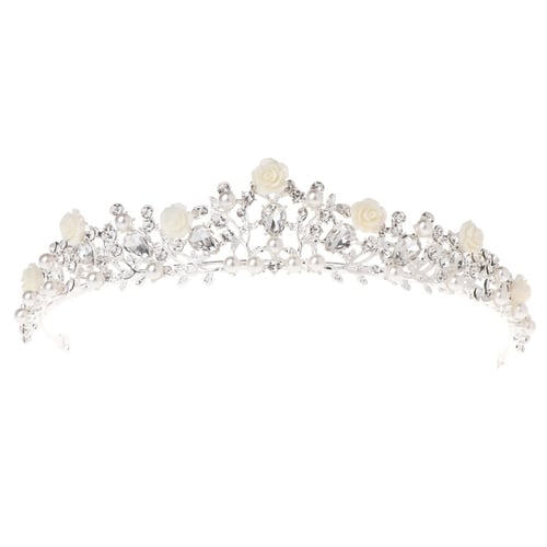 Luxury Wedding Bride Pearl Crown Princess Tiara Jewelry Women Queen Decoration 