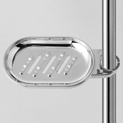ABSPlastic Soap Dish Pallet Holder Box Adjustable Shower Rod Slide Rail Bathroom 
