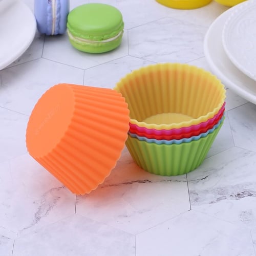 12PCS Silicone Soft Cake Chocolate Cupcake Bakeware Baking Cup Heart Mold Moulds 