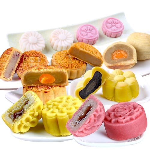 6 Rose Flower Stamps Moon Cake Decor Mould Round Mooncake Mold DIY Tool 50g 
