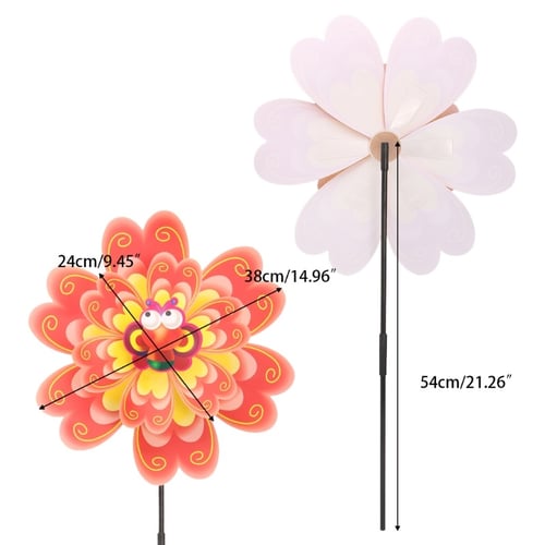 Double Layer Flower Windmill Wind Spinner Pinwheel Kids Toys Yard Garden DecorWU 