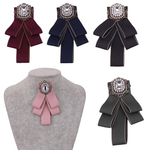 Women Bowknot Brooches Pins Ribbon Vintage Collar Shirt Dress Jewelry Necktie Women Bowknot Brooches Pins Ribbon Vintage Collar Shirt Dress Jewelry Necktie