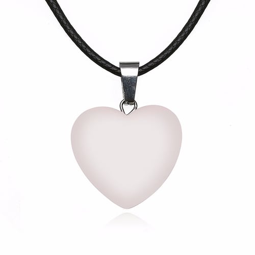 Point Chakra Healing Heart Natural Stone Quartz Crystal Leather Pendant Necklace 
