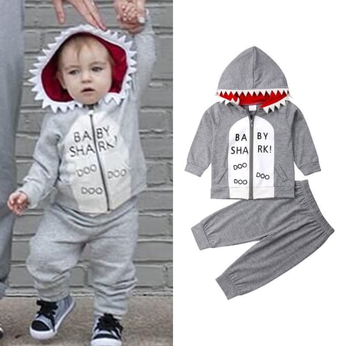 Toddler Baby Boys outerwear Hooded coats shark Jacket Kids Boys Fall Clothes 