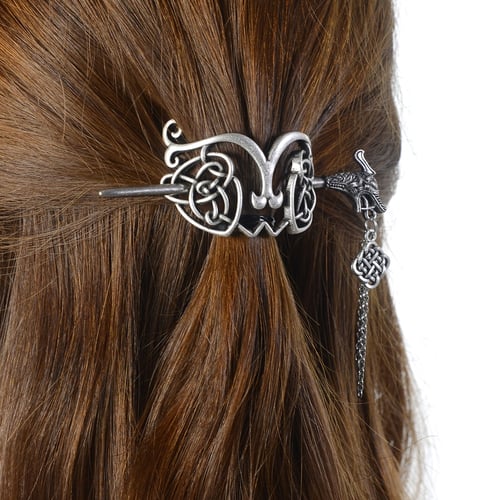 Celtics Knots Viking Runes Dragons Hairpin Stick Slide Metal Hair Clips Jewelry 