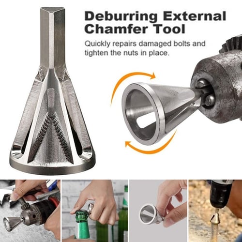 Stainless Steel Deburring External Chamfer Tool Drill Bit Remove Burr Silver 
