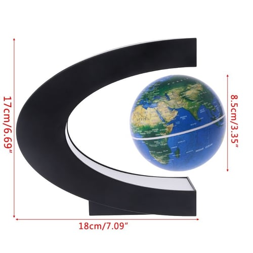 LED C Shape Magnetic Levitation Floating Globe Rotating World Map Lamp Decor