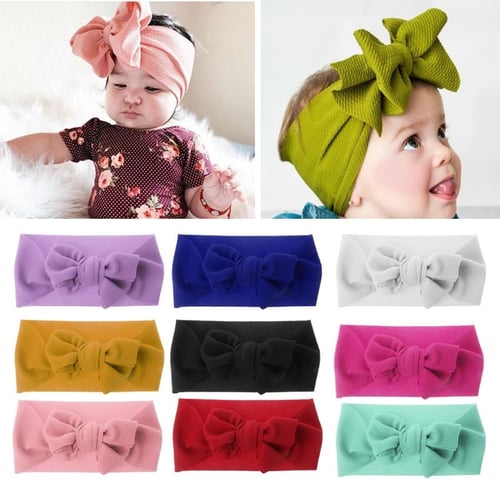 Adjustable Charming Newborn Baby Headband Big Bow Knot Hairband Turban Headwrap 