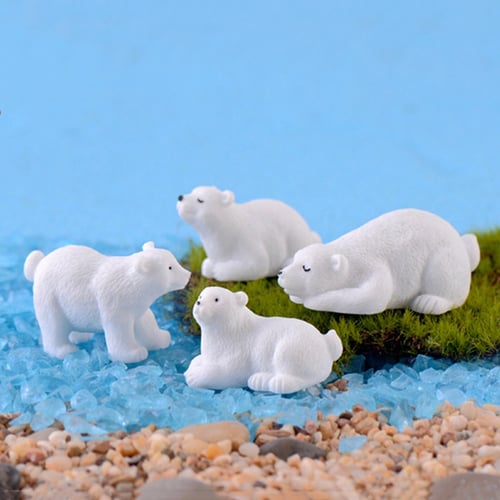 Home Decor Model Animal  Simulation White Bear Miniatures Polar Bear Figurines 