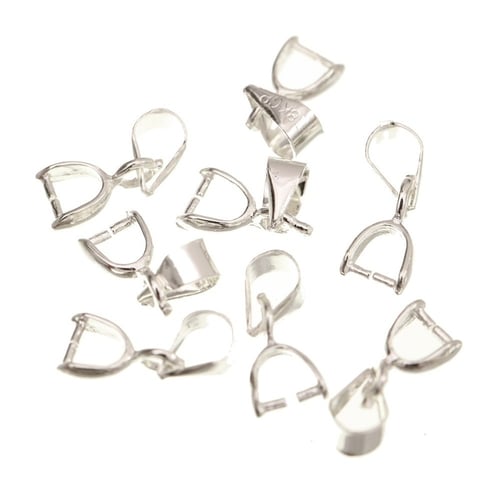 30Pack Silver Plated Necklace Pendant Charms Bails Pinch Clip Jewelry Makings 