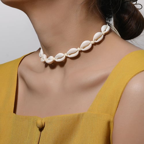 Shell Choker Necklace for Women Adjustable Natural Seashell Necklace Handmade