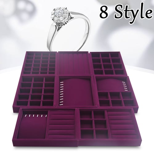 20*15*3cm Velvet Earring Organizer Tray Jewelry Display Case Holder Storage Box 