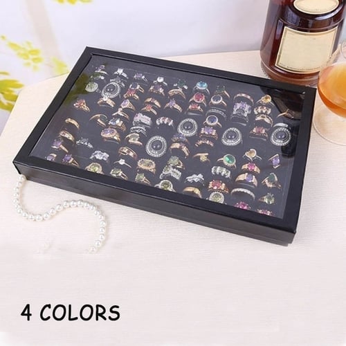 36/100Slots Necklace Bracelet Ring Organizer Earring Jewelry Display Storage Box 