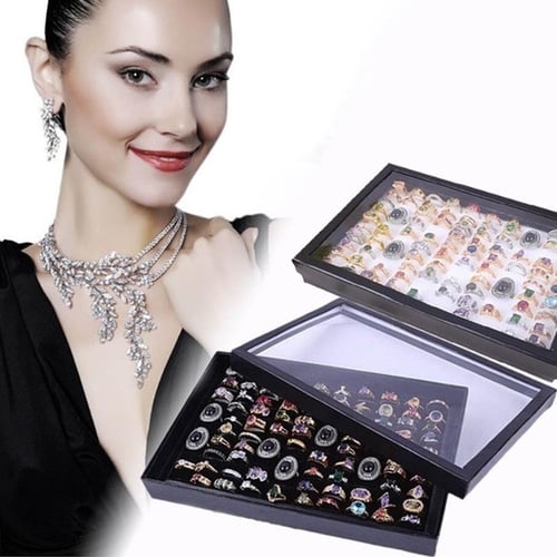 36/100Slot Necklace Bracelet Ring Organizer Earring Jewelry Display Storage Case 