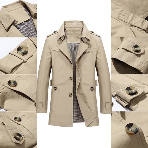 Long Coat Trench Men Overcoat, Is A Trench Coat Business Casual