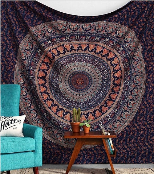 Indian Hippie Bohemian Psychedelic Peacock Mandala Wall Hanging-4 