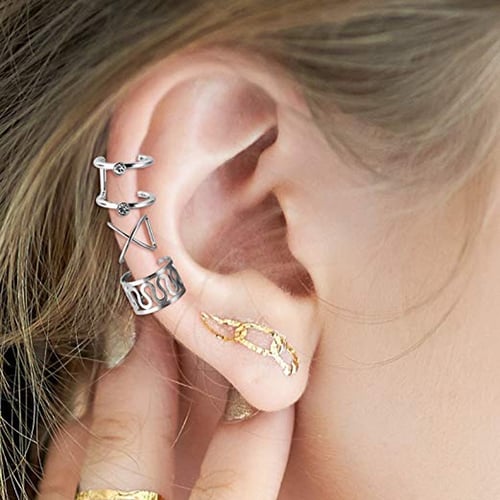 6 Pairs Punk Ear Clip Cuff Wrap Earrings No piercing-Clip On Cartilage Earring~ 