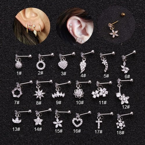 16g Dainty flower helix earrings cartilage earrings conch ear stud jewelry,1pc 