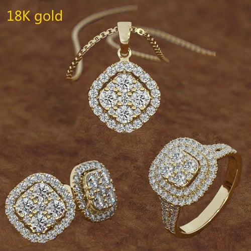 On Sale 3 PCS Luxury Rhinestones Fine Jewelry Platinum Plated Engagement Pendant 