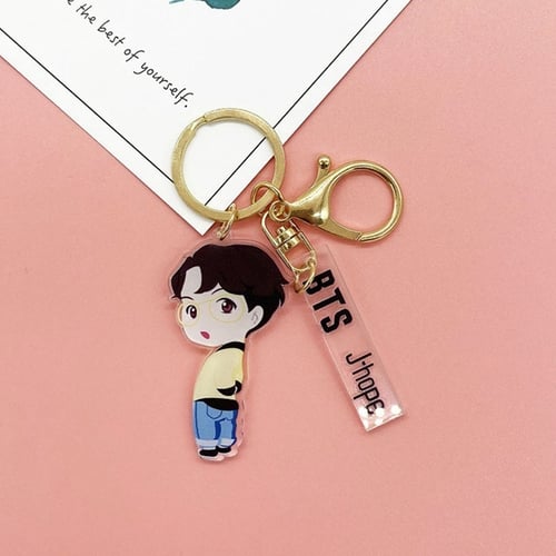 Style 06 HughFan Kpop Bangtan Boys Keychain Acrylic Pendant Jungkook Jimin V Suga Jin J-Hope RM Keyring Hot Gift for Fans