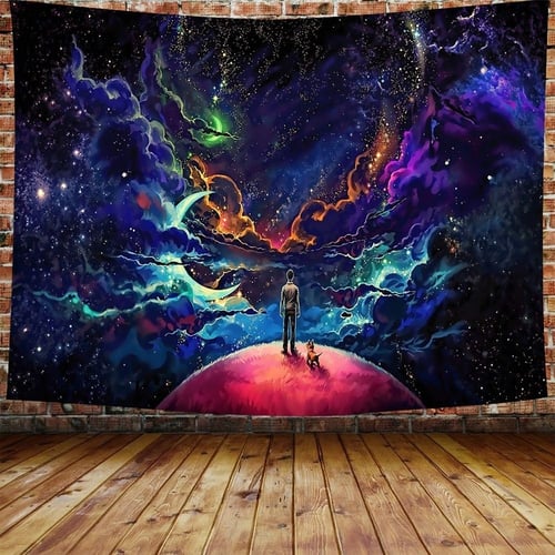 Psychedelic Starry Sky Tapestry Wall Hanging Funny Art Home Bedspread Decor 