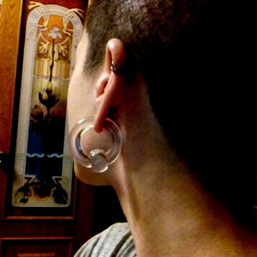 Captive Tunnel Ring Bead Acrylic Piercing Plug Large Sized Earring Body Jewelry 