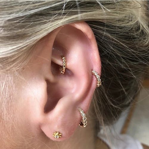 9K Cartilage Earring Daith Helix Ring Upper Lobe Hoop Piercing Yellow Rose Gold 