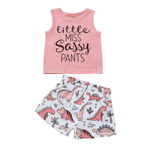 Toddler Kids Baby Girls Sleeveless T shirt Tops Shorts Pants 2PCS Outfits Set 
