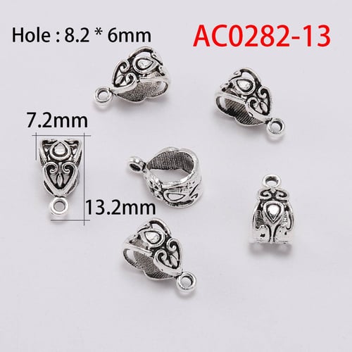 20pcs Antique Silver Clip Bail Beads Pendant Clasp Jewelry Necklace Connector 