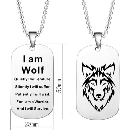 WOLF HEAD WILD LIFE #6 DOG TAG PENDANT and "FREE CHAIN" hy75ed