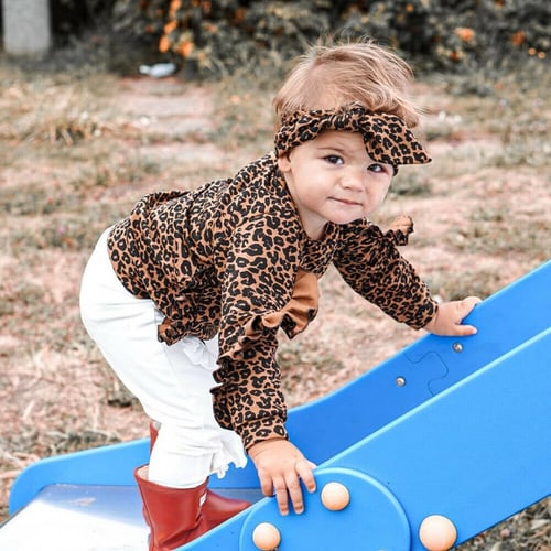 Toddler Baby Girls Leopard Hoodie Tops Pants Home Outfits Set Clothes 2Pcs Set 