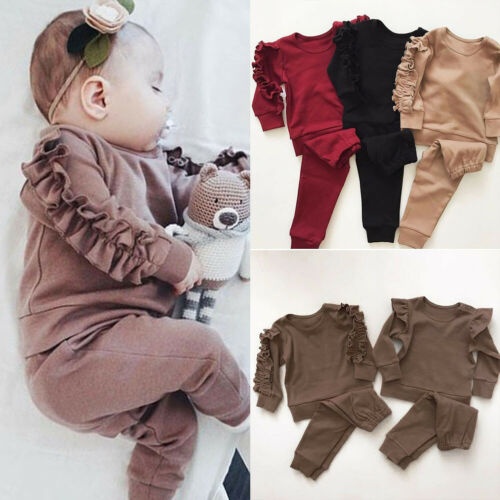 2pcs Toddler Infant Kids Baby Boy Girl T-shirt Top+Long Pants Outfit Clothes Set