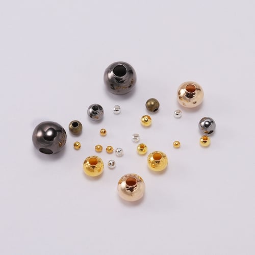 100pcs Gold Metal Round Ball Spacer Beads Crafts DIY Jewellery Findings 6mm 