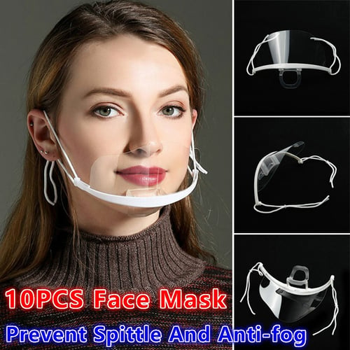 10pc/set Plastic Anti-fog Mouth Shield Restaurant Hotel Chefs Face Cover 