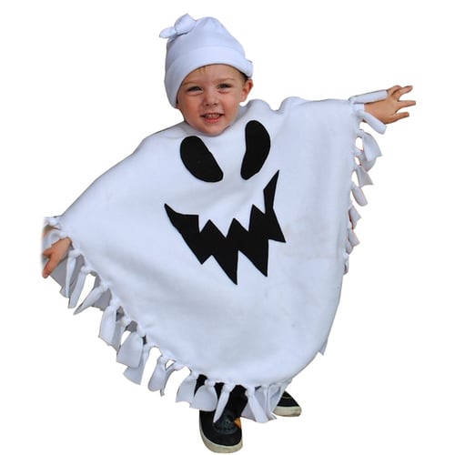 New Halloween Ghost Cape Cloak Robe Hat Baby Toddler Kids Boys Cosplay Costume 