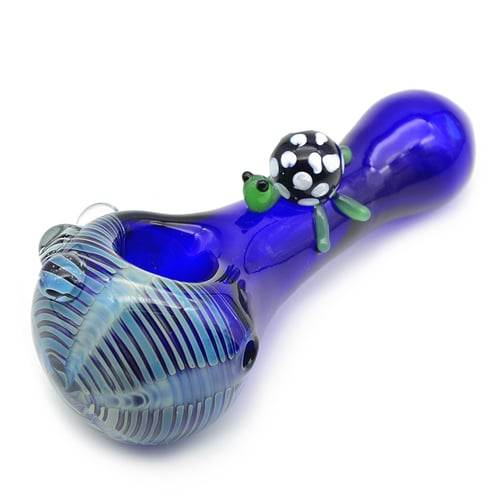 4" Handmade Turtle Glass Pipe Tobacco Smoking Pipe Spoon Hand Pipes Dry Bowl 