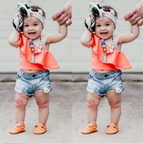 2PCS Summer Infant Baby Girl Off Shoulder Shirt Tops+Shorts Pants Outfit Clothes 