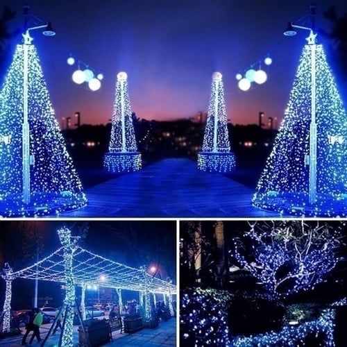 10m 100 LED Christmas Decoration Lights Electric Powered Home Garden Decor BLUE 