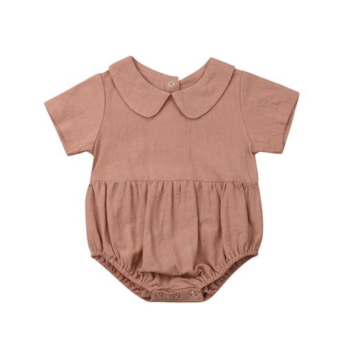 Newborn Baby Girl Bodysuit Ruffled Collar Romper Jumpsuit Outfits Summer Clothes 