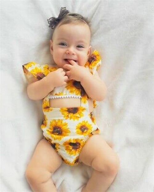 US Newborn Kids Baby Girls Floral Romper Playsuit Clothes Outfits Sunsuit ash 