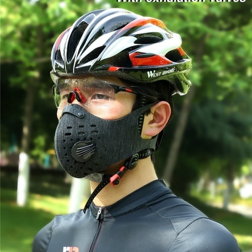 LRKC Cycling Face Cover Activated Carbon Windproof Madks with F-ilter for Outdoor Sportswear 