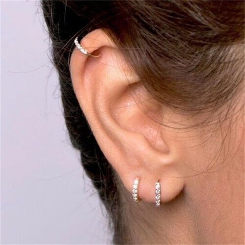 CZ Earrings Zircon Ear Stud CZ Ear Piercing Cubic Zirconia Colorful Huggie Hoop