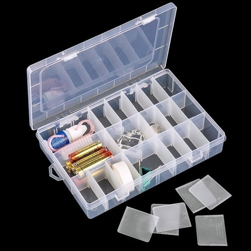 10/15/24 Grids PP Clear Storage Box Case Jewelry Bead Screw Organizer Holder 21 